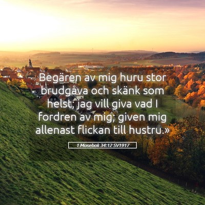 Picture 05 - 1 Mosebok 34:12 SV1917 - Begären av mig huru stor brudgåva och skänk - Bible Verse Picture