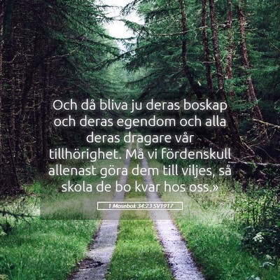 Picture 05 - 1 Mosebok 34:23 SV1917 - Och då bliva ju deras boskap och deras egendom - Bible Verse Picture