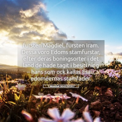 Picture 05 - 1 Mosebok 36:43 SV1917 - fursten Magdiel, fursten Iram. Dessa voro Edoms - Bible Verse Picture