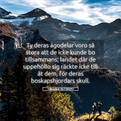 Picture 05 - 1 Mosebok 36:7 SV1917 - Ty deras ägodelar voro så stora att de icke - Bible Verse Picture
