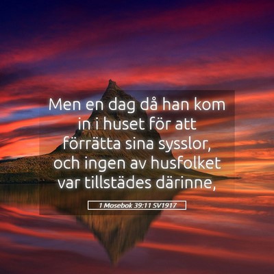 Picture 05 - 1 Mosebok 39:11 SV1917 - Men en dag då han kom in i huset för att - Bible Verse Picture