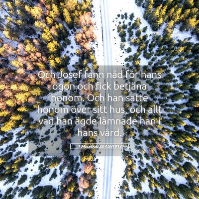 Picture 05 - 1 Mosebok 39:4 SV1917 - Och Josef fann nåd för hans ögon och fick - Bible Verse Picture