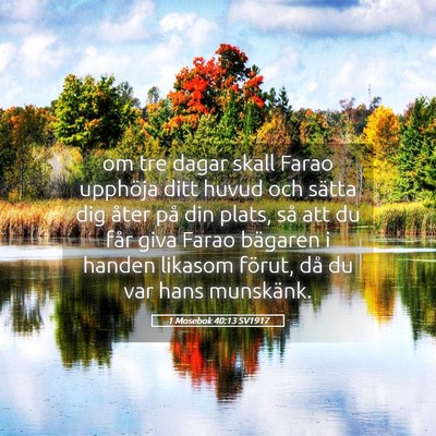 Picture 05 - 1 Mosebok 40:13 SV1917 - om tre dagar skall Farao upphöja ditt huvud och - Bible Verse Picture