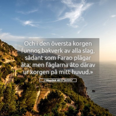 Picture 05 - 1 Mosebok 40:17 SV1917 - Och i den översta korgen funnos bakverk av alla - Bible Verse Picture