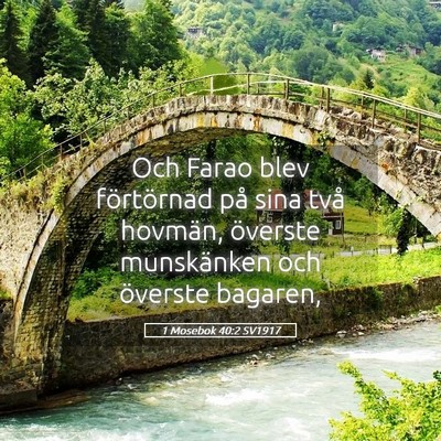 Picture 05 - 1 Mosebok 40:2 SV1917 - Och Farao blev förtörnad på sina två hovmän, - Bible Verse Picture