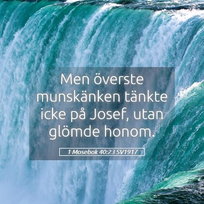 Picture 05 - 1 Mosebok 40:23 SV1917 - Men överste munskänken tänkte icke på Josef, - Bible Verse Picture