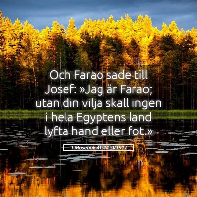 Picture 05 - 1 Mosebok 41:44 SV1917 - Och Farao sade till Josef: »Jag är Farao; utan - Bible Verse Picture