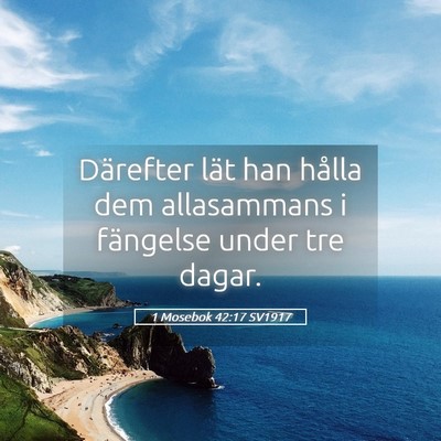 Picture 05 - 1 Mosebok 42:17 SV1917 - Därefter lät han hålla dem allasammans i - Bible Verse Picture