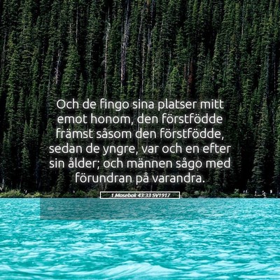 Picture 05 - 1 Mosebok 43:33 SV1917 - Och de fingo sina platser mitt emot honom, den - Bible Verse Picture
