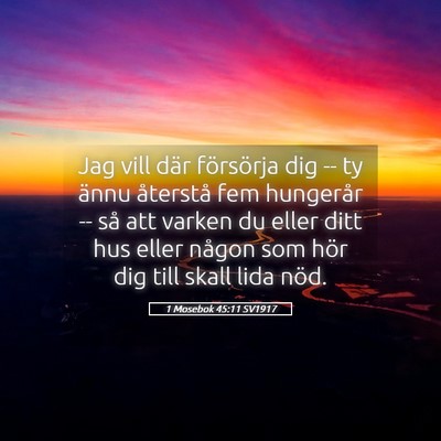 Picture 05 - 1 Mosebok 45:11 SV1917 - Jag vill där försörja dig -- ty ännu - Bible Verse Picture