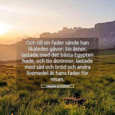 Picture 05 - 1 Mosebok 45:23 SV1917 - Och till sin fader sände han likaledes gåvor: - Bible Verse Picture