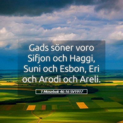 Picture 05 - 1 Mosebok 46:16 SV1917 - Gads söner voro Sifjon och Haggi, Suni och - Bible Verse Picture