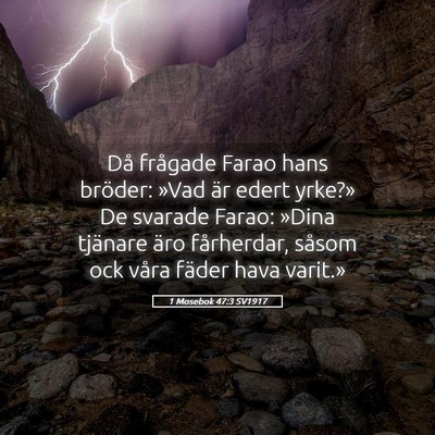 Picture 05 - 1 Mosebok 47:3 SV1917 - Då frågade Farao hans bröder: »Vad är edert - Bible Verse Picture