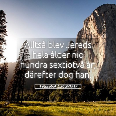 Picture 05 - 1 Mosebok 5:20 SV1917 - Alltså blev Jereds hela ålder nio hundra - Bible Verse Picture