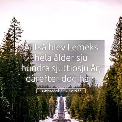 Picture 05 - 1 Mosebok 5:31 SV1917 - Alltså blev Lemeks hela ålder sju hundra - Bible Verse Picture