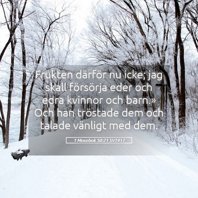 Picture 05 - 1 Mosebok 50:21 SV1917 - Frukten därför nu icke; jag skall försörja - Bible Verse Picture