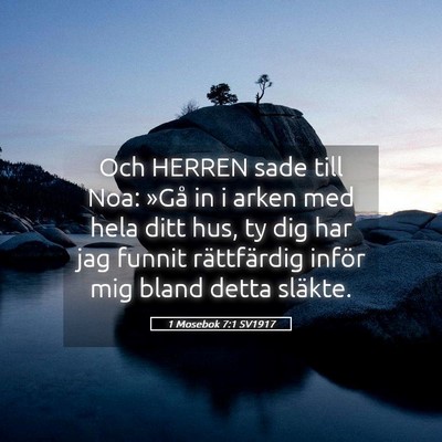 Picture 05 - 1 Mosebok 7:1 SV1917 - Och HERREN sade till Noa: »Gå in i arken med - Bible Verse Picture