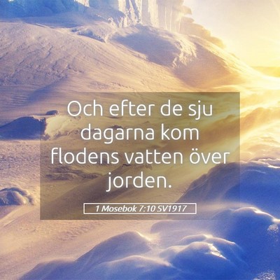 Picture 05 - 1 Mosebok 7:10 SV1917 - Och efter de sju dagarna kom flodens vatten över - Bible Verse Picture