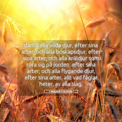 Picture 05 - 1 Mosebok 7:14 SV1917 - därtill alla vilda djur, efter sina arter, och - Bible Verse Picture