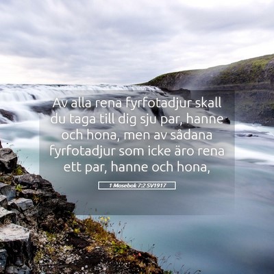 Picture 05 - 1 Mosebok 7:2 SV1917 - Av alla rena fyrfotadjur skall du taga till dig - Bible Verse Picture