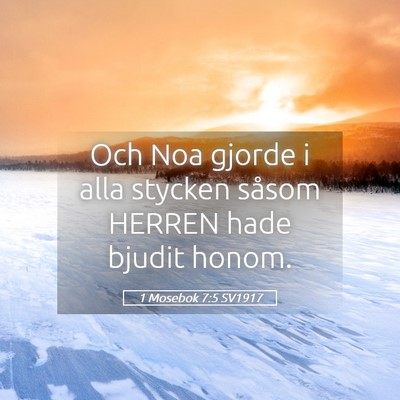 Picture 05 - 1 Mosebok 7:5 SV1917 - Och Noa gjorde i alla stycken såsom HERREN hade - Bible Verse Picture