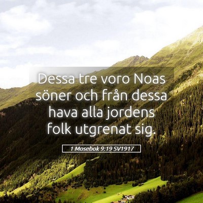 Picture 05 - 1 Mosebok 9:19 SV1917 - Dessa tre voro Noas söner och från dessa hava - Bible Verse Picture