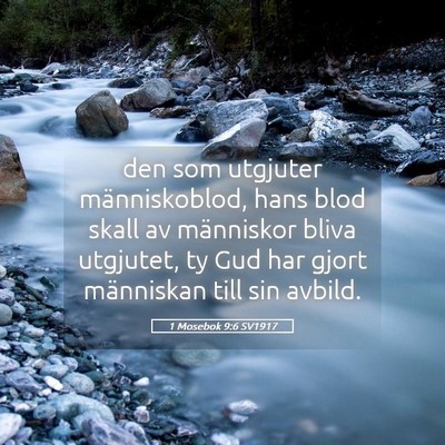 Picture 05 - 1 Mosebok 9:6 SV1917 - den som utgjuter människoblod, hans blod skall - Bible Verse Picture