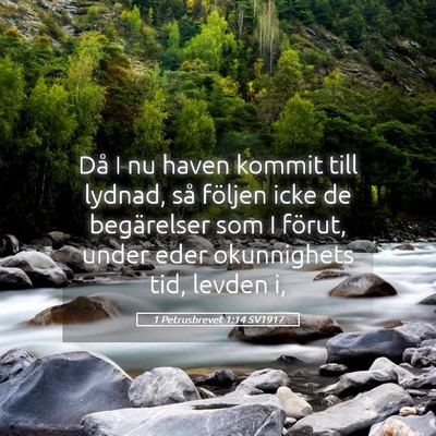 Picture 05 - 1 Petrusbrevet 1:14 SV1917 - Då I nu haven kommit till lydnad, så följen - Bible Verse Picture