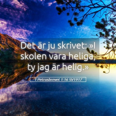 Picture 05 - 1 Petrusbrevet 1:16 SV1917 - Det är ju skrivet: »I skolen vara heliga, ty - Bible Verse Picture