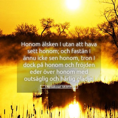 Picture 05 - 1 Petrusbrevet 1:8 SV1917 - Honom älsken I utan att hava sett honom; och - Bible Verse Picture