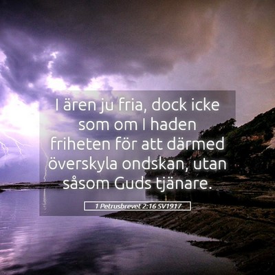 Picture 05 - 1 Petrusbrevet 2:16 SV1917 - I ären ju fria, dock icke som om I haden - Bible Verse Picture