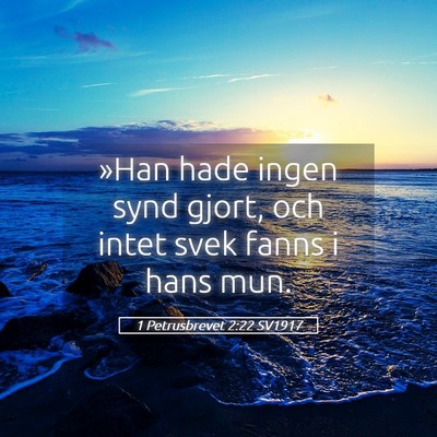 Picture 05 - 1 Petrusbrevet 2:22 SV1917 - »Han hade ingen synd gjort, och intet svek fanns - Bible Verse Picture