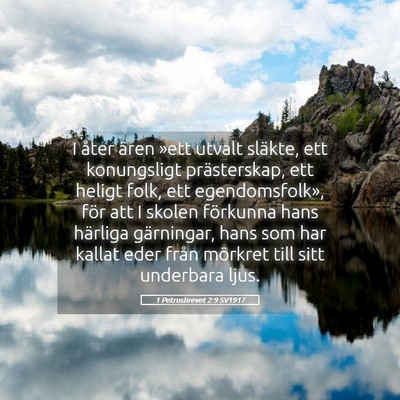 Picture 05 - 1 Petrusbrevet 2:9 SV1917 - I åter ären »ett utvalt släkte, ett - Bible Verse Picture