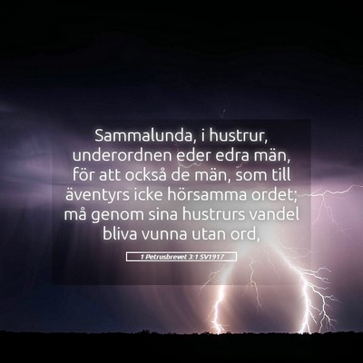Picture 05 - 1 Petrusbrevet 3:1 SV1917 - Sammalunda, i hustrur, underordnen eder edra - Bible Verse Picture