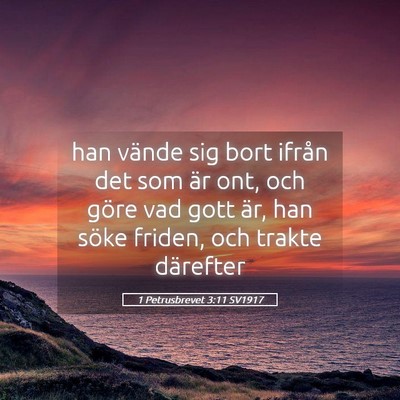Picture 05 - 1 Petrusbrevet 3:11 SV1917 - han vände sig bort ifrån det som är ont, och - Bible Verse Picture
