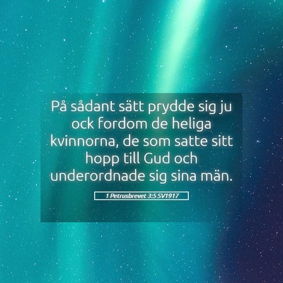 Picture 05 - 1 Petrusbrevet 3:5 SV1917 - På sådant sätt prydde sig ju ock fordom de - Bible Verse Picture