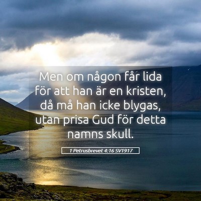 Picture 05 - 1 Petrusbrevet 4:16 SV1917 - Men om någon får lida för att han är en - Bible Verse Picture