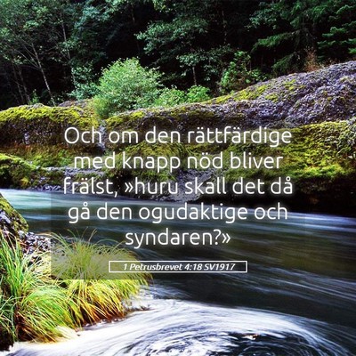 Picture 05 - 1 Petrusbrevet 4:18 SV1917 - Och om den rättfärdige med knapp nöd bliver - Bible Verse Picture