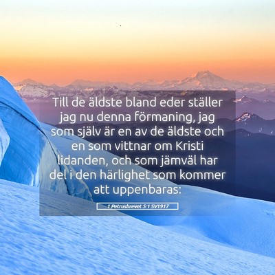 Picture 05 - 1 Petrusbrevet 5:1 SV1917 - Till de äldste bland eder ställer jag nu denna - Bible Verse Picture