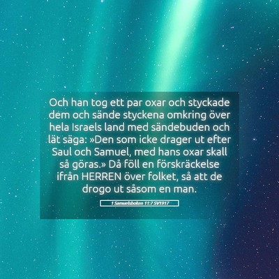 Picture 05 - 1 Samuelsboken 11:7 SV1917 - Och han tog ett par oxar och styckade dem och - Bible Verse Picture