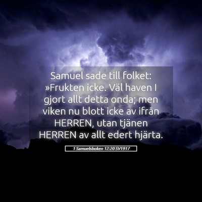 Picture 05 - 1 Samuelsboken 12:20 SV1917 - Samuel sade till folket: »Frukten icke. Väl - Bible Verse Picture