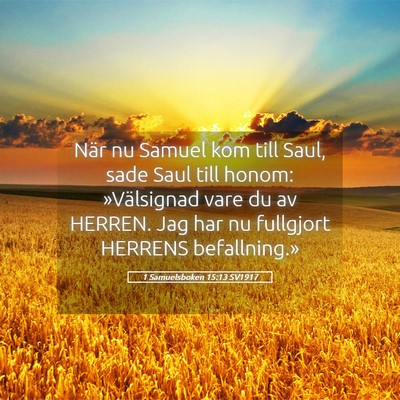 Picture 05 - 1 Samuelsboken 15:13 SV1917 - När nu Samuel kom till Saul, sade Saul till - Bible Verse Picture