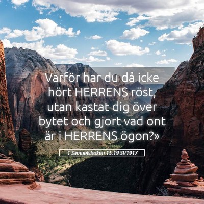 Picture 05 - 1 Samuelsboken 15:19 SV1917 - Varför har du då icke hört HERRENS röst, utan - Bible Verse Picture
