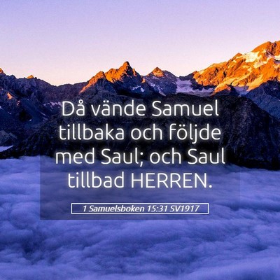Picture 05 - 1 Samuelsboken 15:31 SV1917 - Då vände Samuel tillbaka och följde med Saul; - Bible Verse Picture