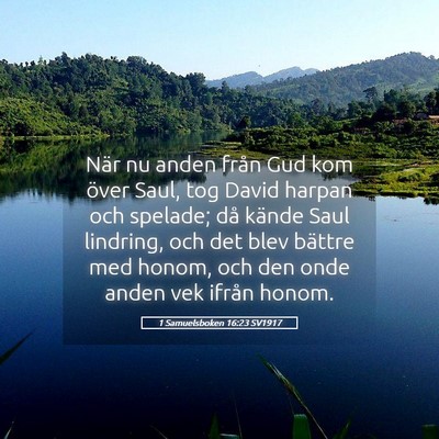 Picture 05 - 1 Samuelsboken 16:23 SV1917 - När nu anden från Gud kom över Saul, tog David - Bible Verse Picture
