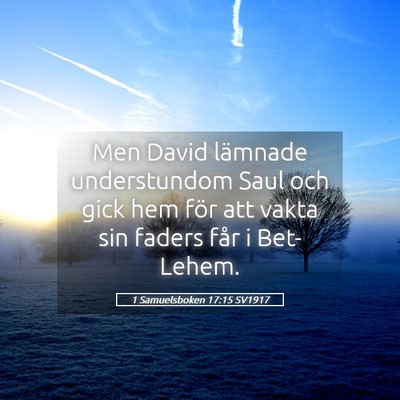 Picture 05 - 1 Samuelsboken 17:15 SV1917 - Men David lämnade understundom Saul och gick hem - Bible Verse Picture