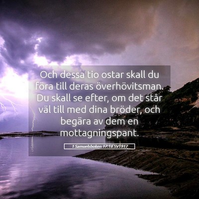 Picture 05 - 1 Samuelsboken 17:18 SV1917 - Och dessa tio ostar skall du föra till deras - Bible Verse Picture