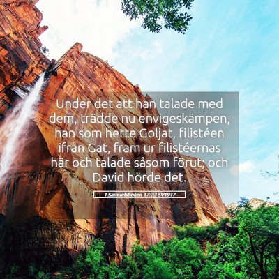 Picture 05 - 1 Samuelsboken 17:23 SV1917 - Under det att han talade med dem, trädde nu - Bible Verse Picture