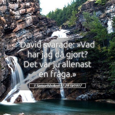 Picture 05 - 1 Samuelsboken 17:29 SV1917 - David svarade: »Vad har jag då gjort? Det var - Bible Verse Picture