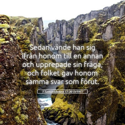 Picture 05 - 1 Samuelsboken 17:30 SV1917 - Sedan vände han sig ifrån honom till en annan - Bible Verse Picture